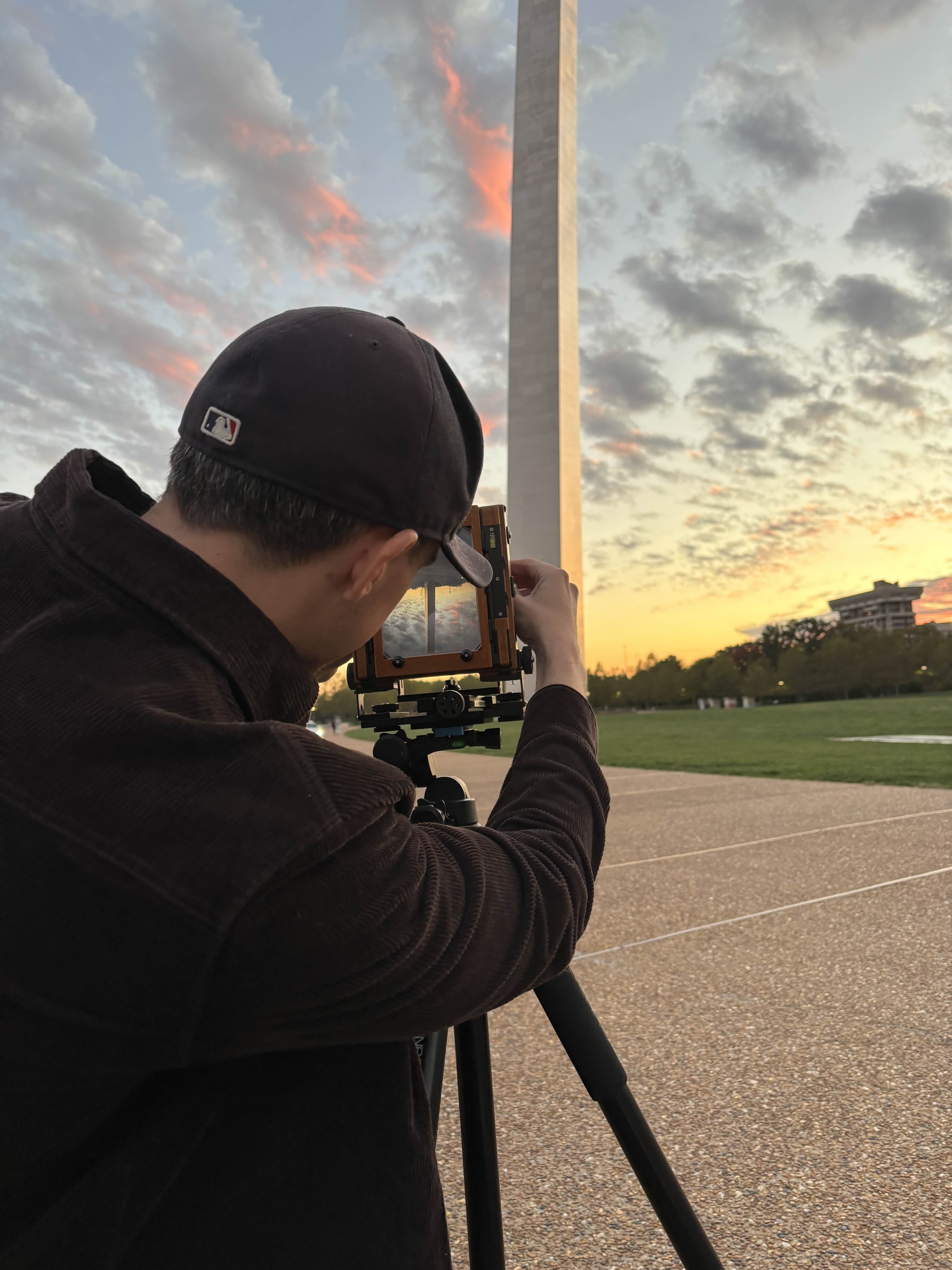 The photographer preparing a photo